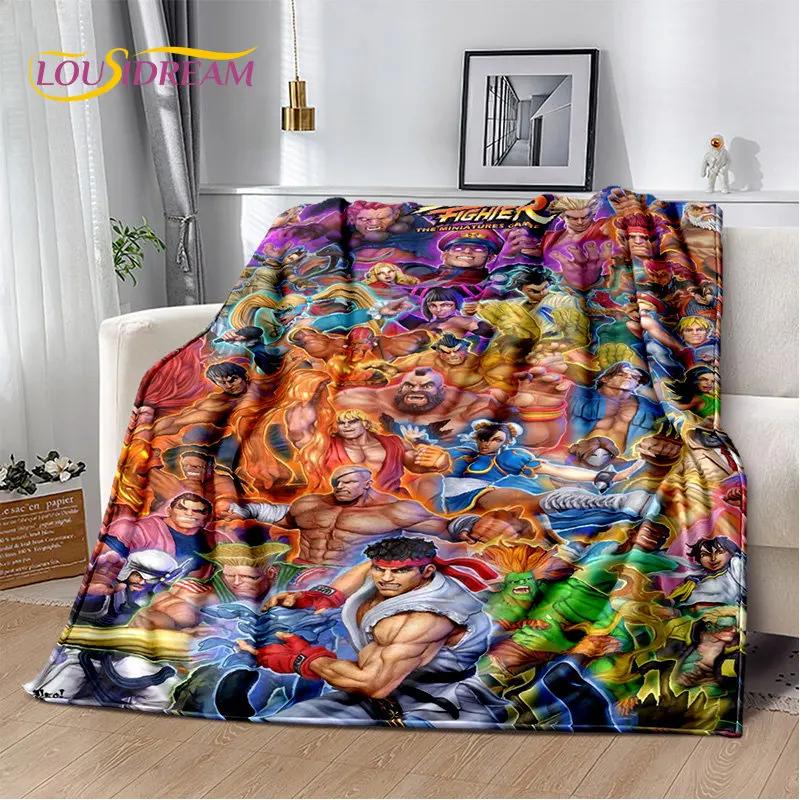 Couverture en peluche douce de joueur de jeu rétro Street Fighter, couverture en flanelle pour salon, chambre à coucher, lit, canapé, couverture de pique-nique