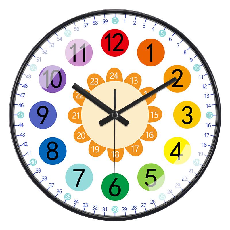 New Early Education Wall Clock For Living Room Home Bedroom Children's Room Non Ticking Silent Non Ticking Wall Hanging Clock