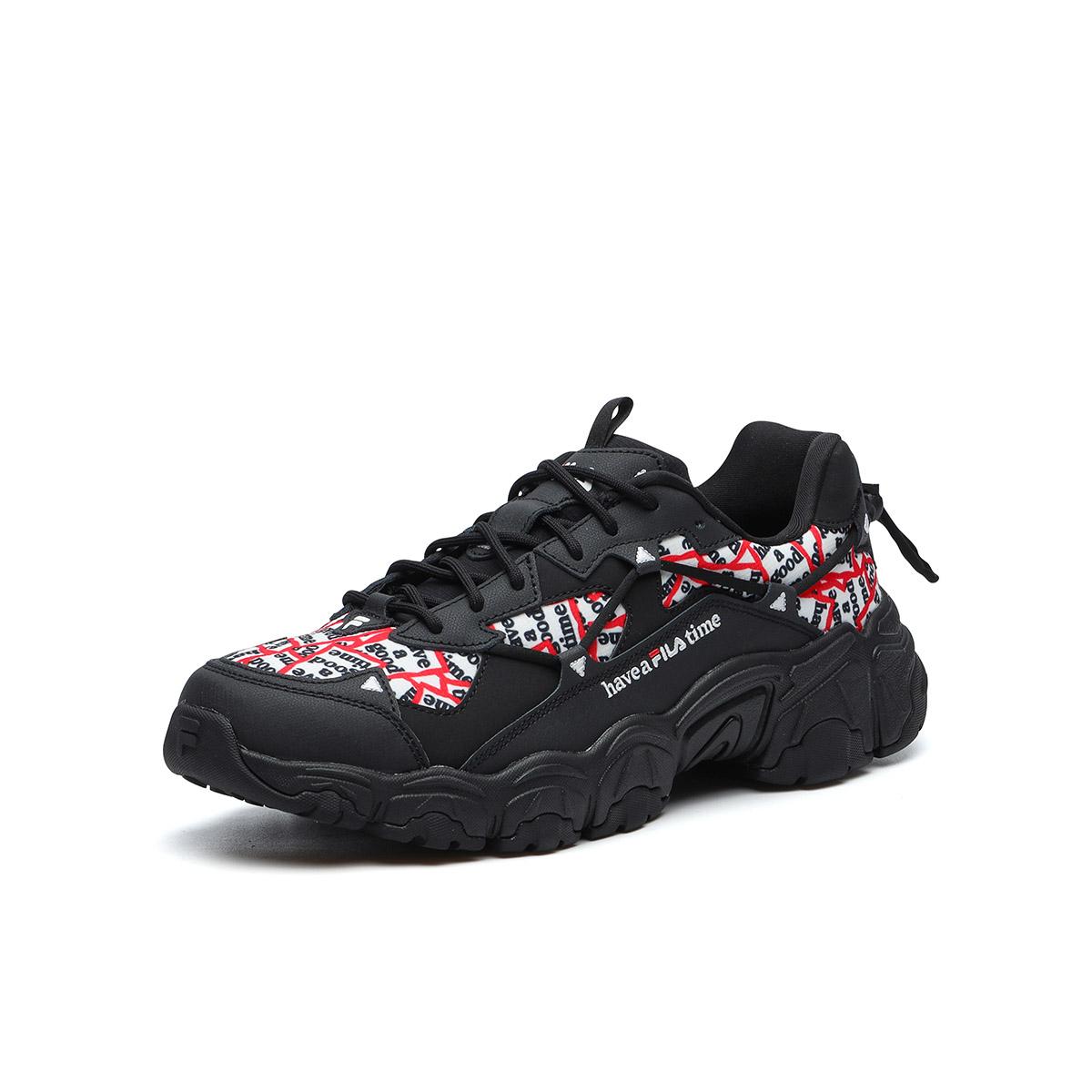 FILA Fluid Lightweight Abrasion Resistant Low top Chunky Sneakers Men s Black F12M144150F-BK 43