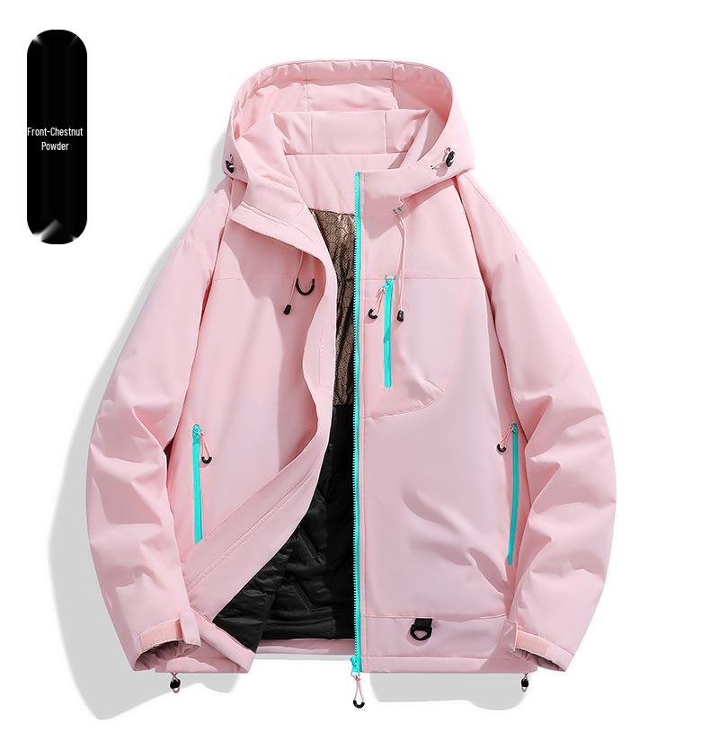 Unisex Windproof & Waterproof Hooded Mountaineering Jacket - Thickened Cotton with Fleece for Warmth