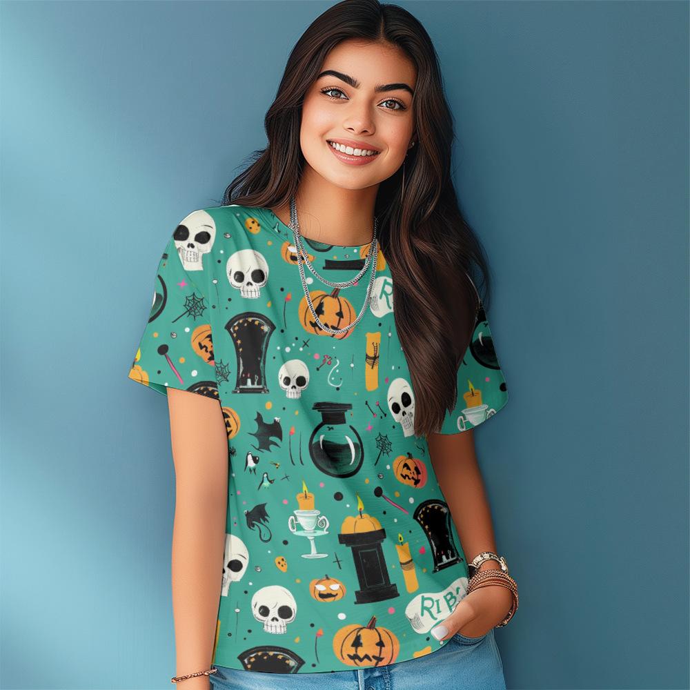 

Женская свободная удобная футболка с круглым вырезом и короткими рукавами с 3D цифровой печатью Женская одежда Футболка S