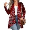 Women's Fall And Winter Fashion Casual Print Long Sleeve Mid-Length Cardigan Jacket
