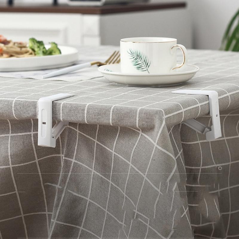 Table Cover Clamps 4 Piece Clip-On Plastic Holders for Dining Tables, Coffee Tables, Outdoor Meals and Home Use