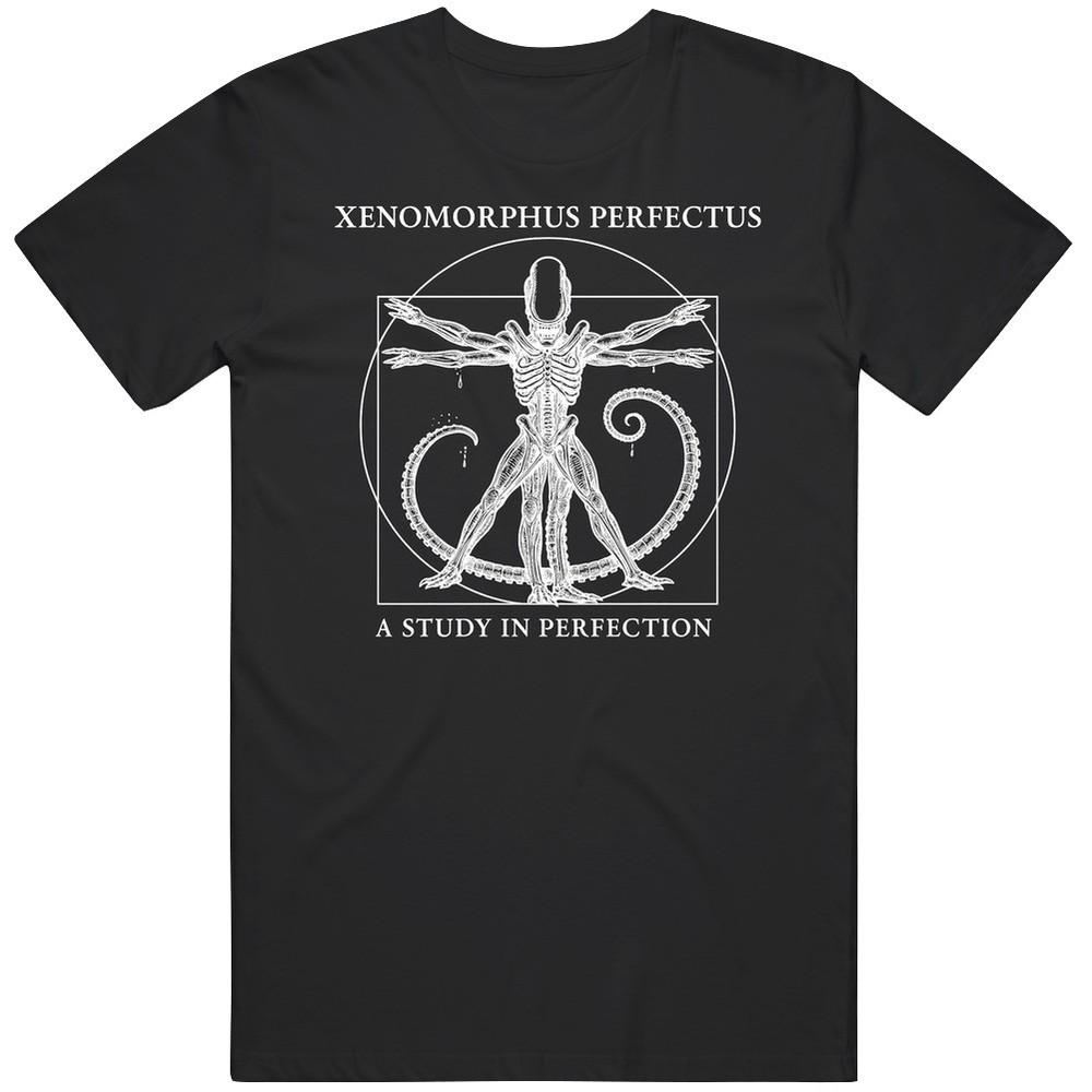 Xenomorphus Perfectus Alien Vitruvian Man T-Shirt  Sci-Fi Horror Art Tee, Da Vin Unisex T-Shirt XXL