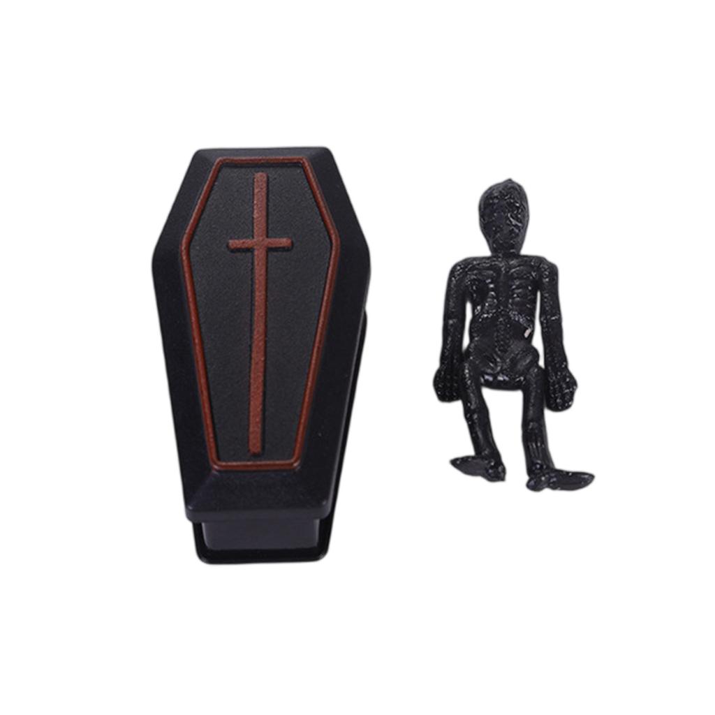 1set Miniature Coffin Skeleton Ornaments Halloween Decoration Prank Props For Parties Spooky Home Decor Fun Halloween Decor