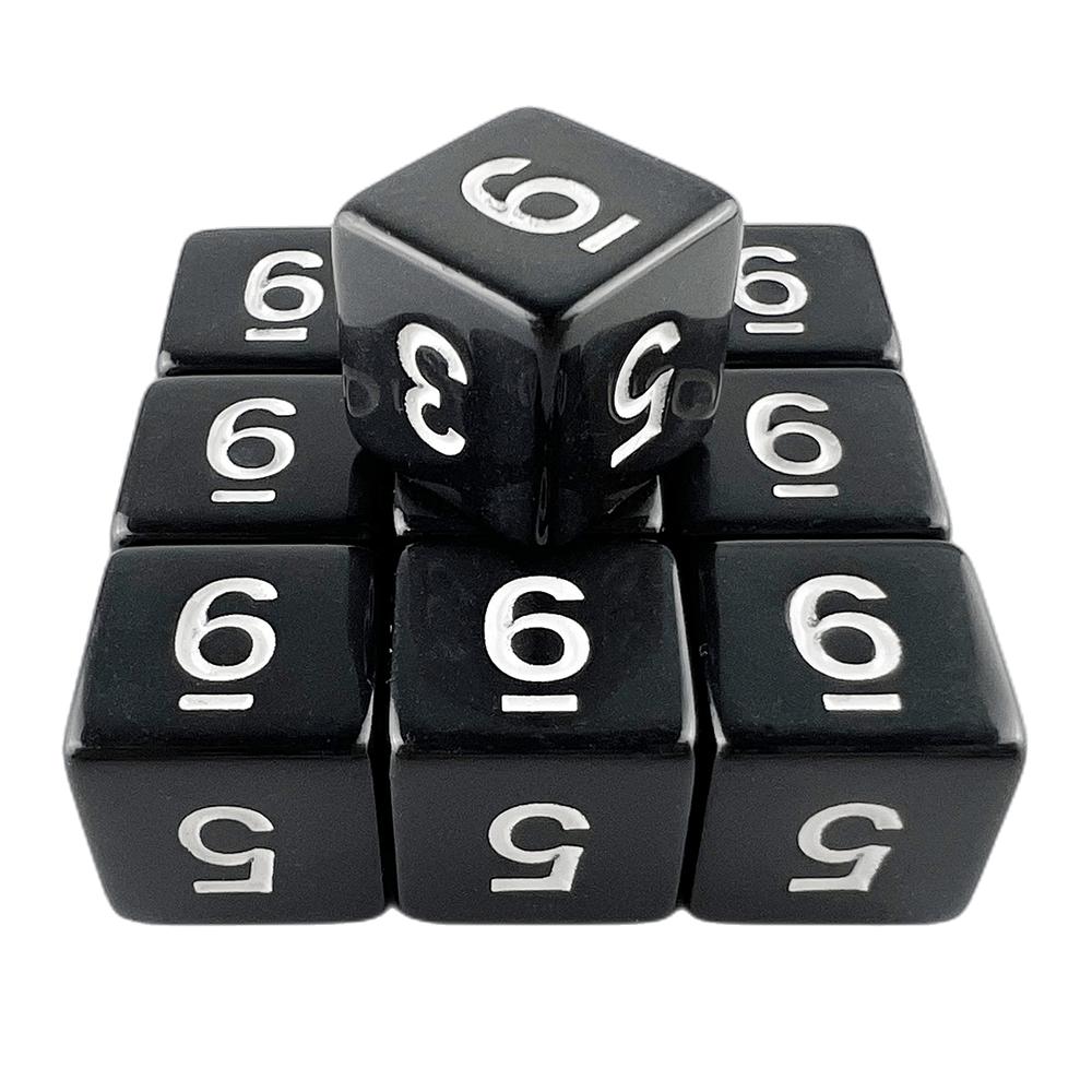 Polyhedral Dice 10pcs 6 Sided Dice Digital Dice for DND Role Playing Game Board Game Accessories