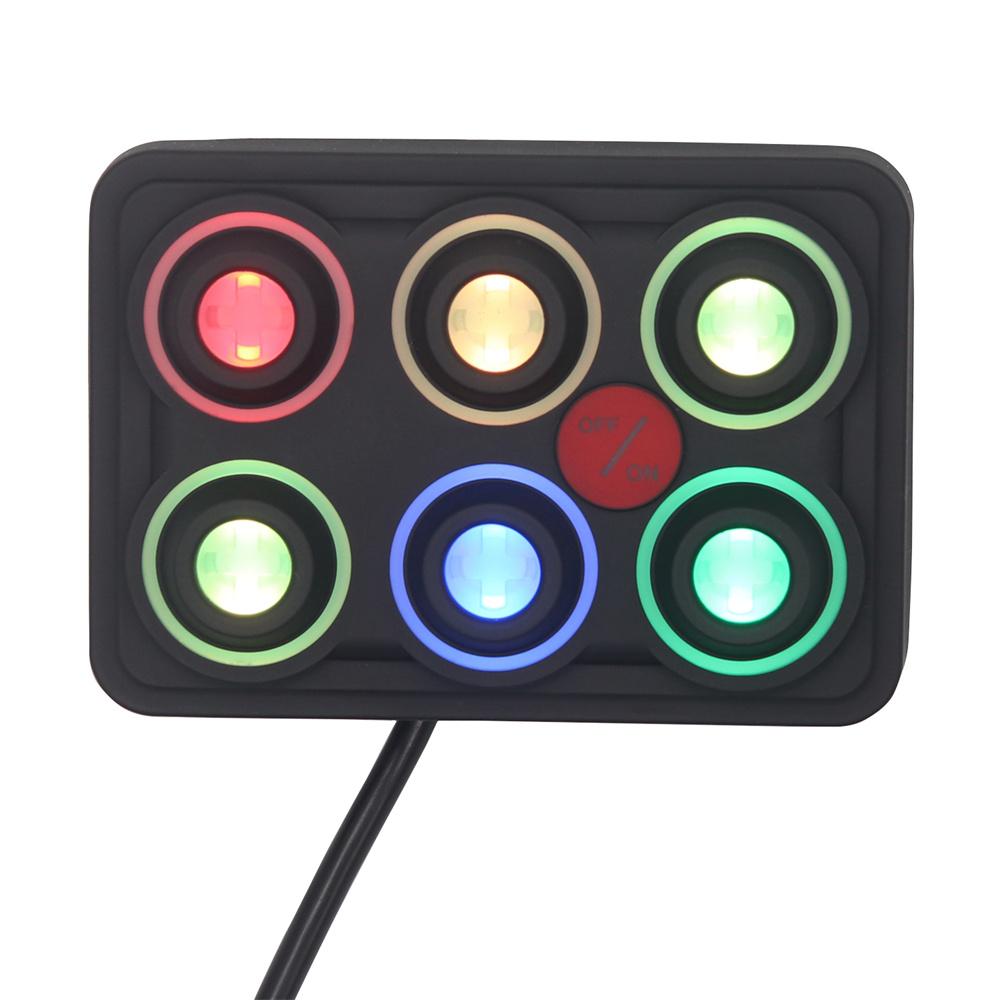 8-Color Adjustable Backlight 6 Gang Switch Panel Circuit Control Relay System Box Touch Control Panel for Boat Jeep UTV Caravan