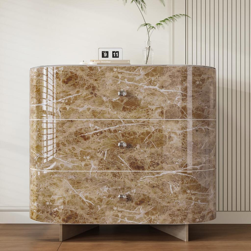 CRE8TIVE Marble-Look Wallpaper Sticker, Wall Sticker, Remake Sheet, Wall Sticker, Masking Tape, Brown, Glossy, Waterproof, Stain-Resistant, Heat-Resis