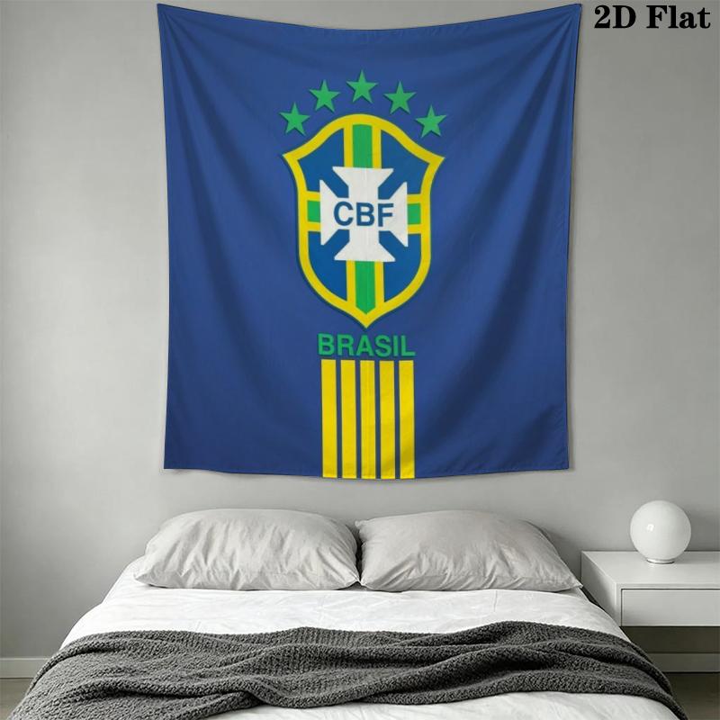 Brazilian Football Wall Tapestry Aesthetic Wall Hanging Printed Fabric Blanket Decorative Tapestries for Bedroom Living Room Home Decor