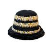 Colorful Knitted Woolen Hat for Women in Winter Large Head Circumference Thickened Warm Plush Hat Versatile Face Showing Small Basin Hat