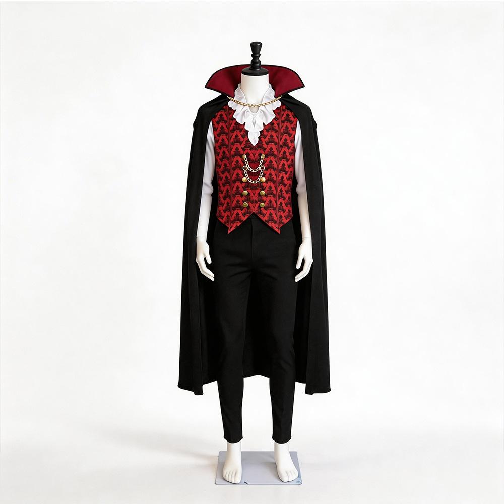 Halloween Vampire Costume - Dracula Cosplay Outfit for Men Scary Bloodsucking Demon Party Suit Black One Size
