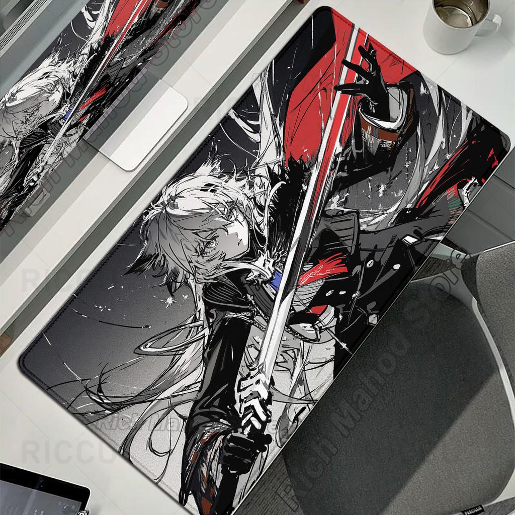 Arknights Mauspade Anime Mädchen Lappland Mauspade Gamer Große Schreibtischunterlage Mit Verriegeltem Rand XXL Gaming Teppich PC Tastatur Zubehör