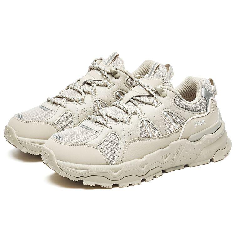 FILA Trek 1S Mesh Fabric Synthetic Leather Comfortable Durable Low-Top Casual Shoes Women sneaker Champagne Silver Gray F12W242119FPS
