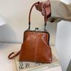 Elegantní taška přes rameno s klipovým zámkem Velkokapacitní PU kožená crossbody taška Jednobarevná retro dámská malá kabelka
