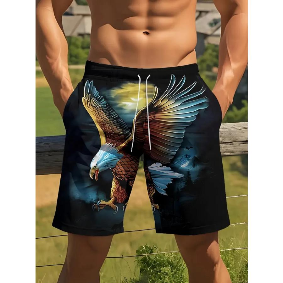 2025 New Men Shorts Summer Hot Sale Eagle 3D Printed Swimming Shorts For Unisex Casual Oversized Fashion Beach Trunks Y2k Men