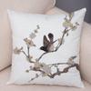 Super Soft Soft Plush Watercolor Lovely Birds Flower Robin Tit Finch Goldfinch Sparrow Berries Tufted Cushion Cover Pillow Case