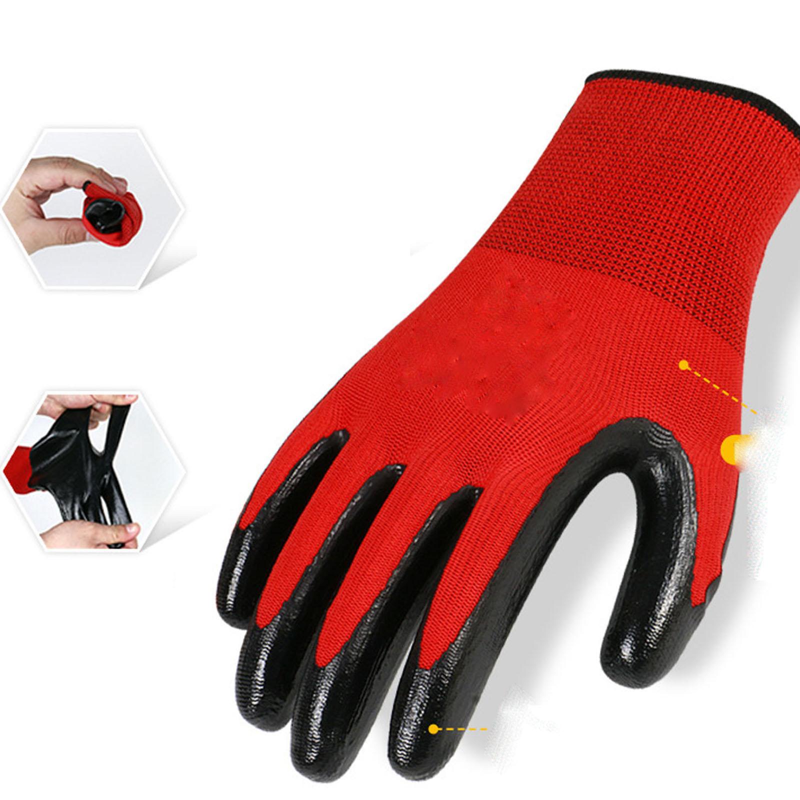 

Wear-Resistant - Work Gloves, Protective Gloves for Construction, Gardening, Warehouse, and Industrial Work One Size красный