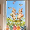Easter Window Stickers, Creative Cute Floral Bunny Eggs Decor, Static Cling Glass Decals for Bedroom Living Room Holiday Decoration