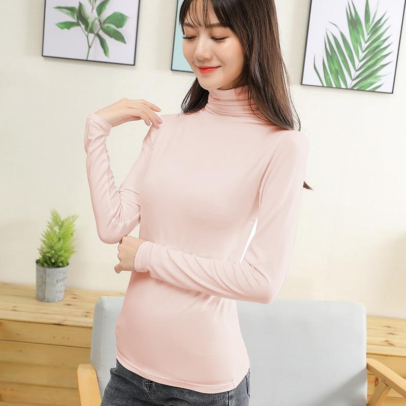 Modal Bottoming Shirt Long-sleeved T-shirt Women's Turtleneck T Autumn and Winter Slim-fitting Top Stacked Collar