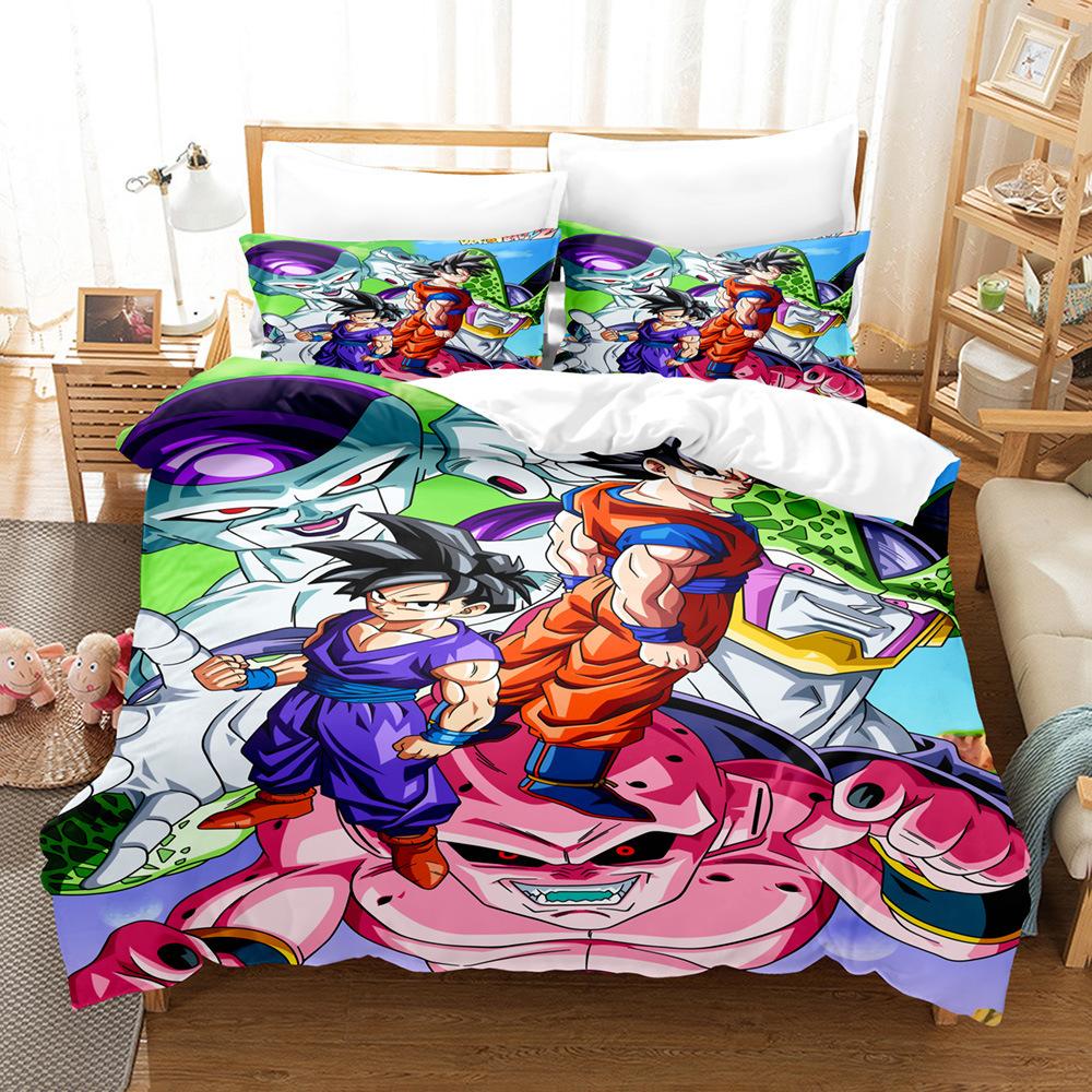 3D Digital Printing Three-Piece Set, Animation Monkey King Series, Quilt Cover, Pillowcase, Bed Sheet