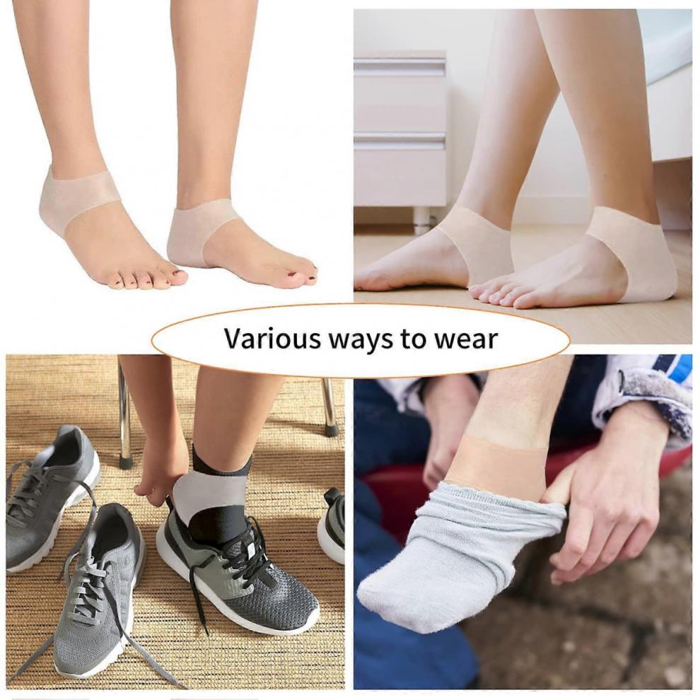 5 Pairs Gel Heel Sleeves, Breathable Silicone Heel Socks Protectors To Repair Dry Cracked Heel and Reduce Pains