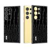 ABEEL For Samsung Galaxy S24 Ultra Case Crocodile Texture Genuine Cow Leather+PC+TPU Anti-Drop Phone Cover