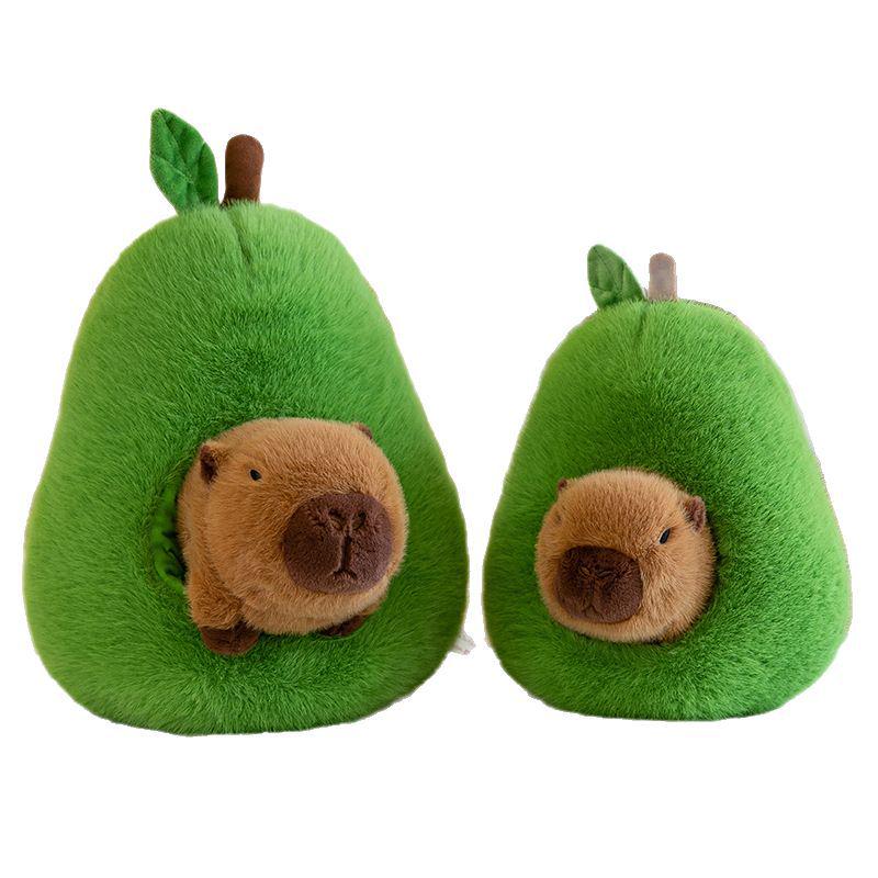 Avocado Capybara Plush Toy - Internet Celebrity Stuffed Animal Doll