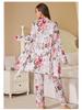 Three-Piece Pajama Set: Robe, Long Pants & Camisole In European & American Sizes