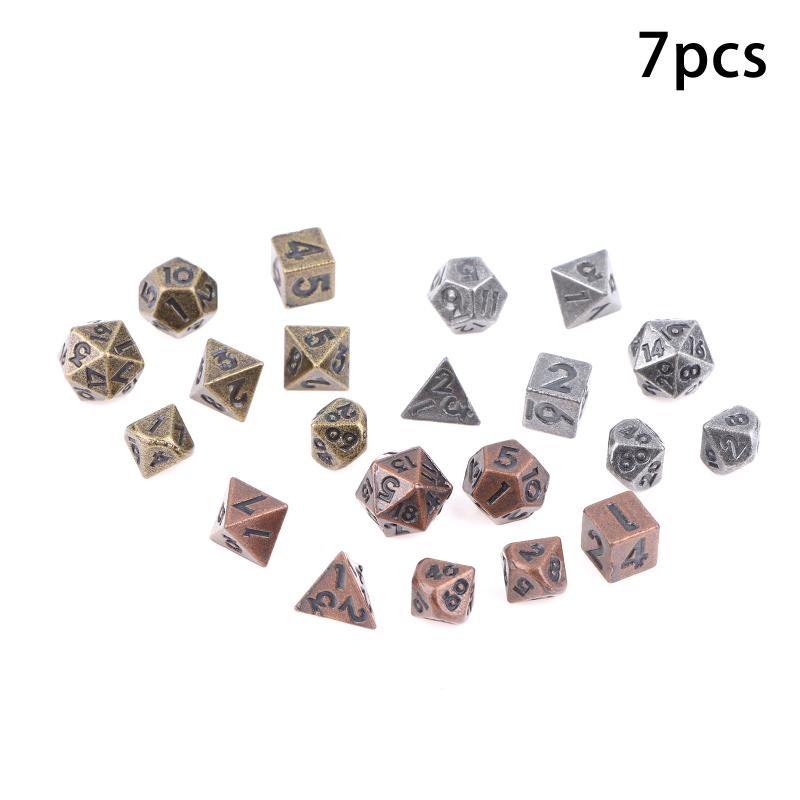 7Pcs/Set Metal Mini Archaized Board Game Dice Set Polyhedral Table Game Dice Role-Playing Dice For Role Playing Games