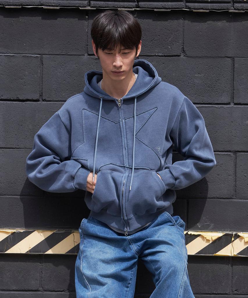Pol Star Pigment Zip-Up Hoodie_Blue