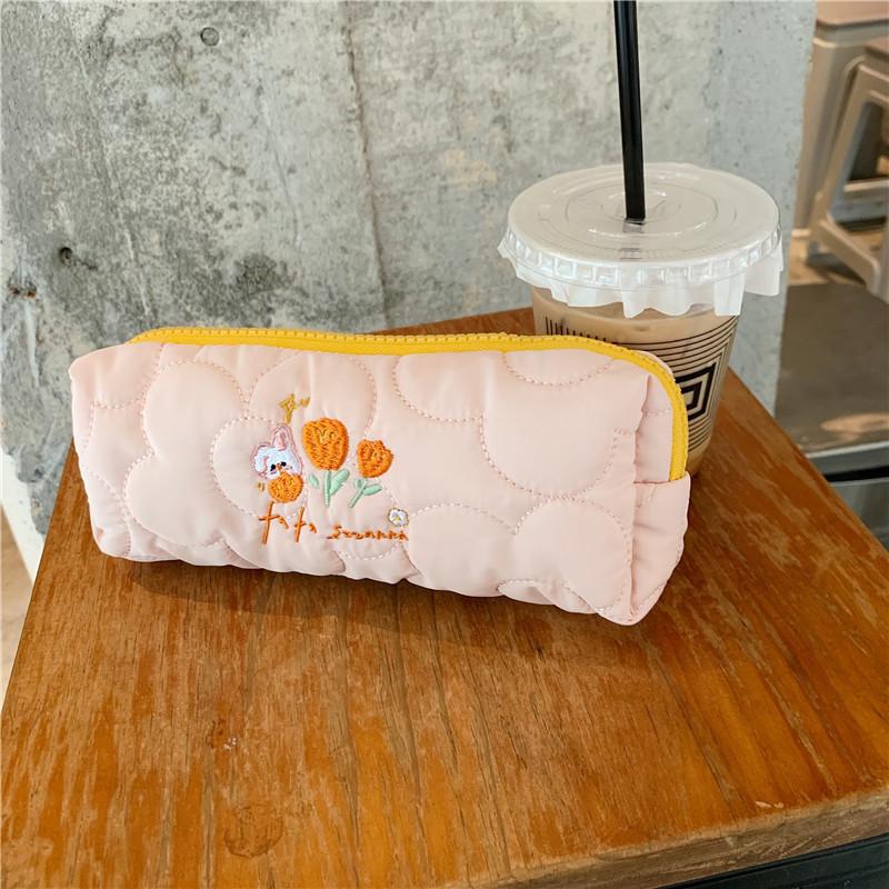 

Rabbit Cartoon Flowers Pencil Case Large Capacity Stationery Storage Desktop Bag StyleE