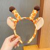 Headband Anti-Slip Soft Plush Fabric Cartoon Sika Deer 3D Ears Design Headband Face Washing Makeup Hair Hoop Hair Accessory
