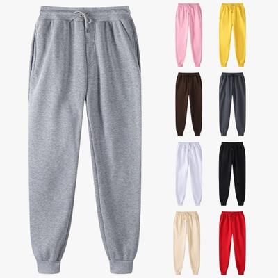 Women Sport Pants Drawstring Elastic Waist Loose Jogging Ankle-banded with Pockets Solid Color