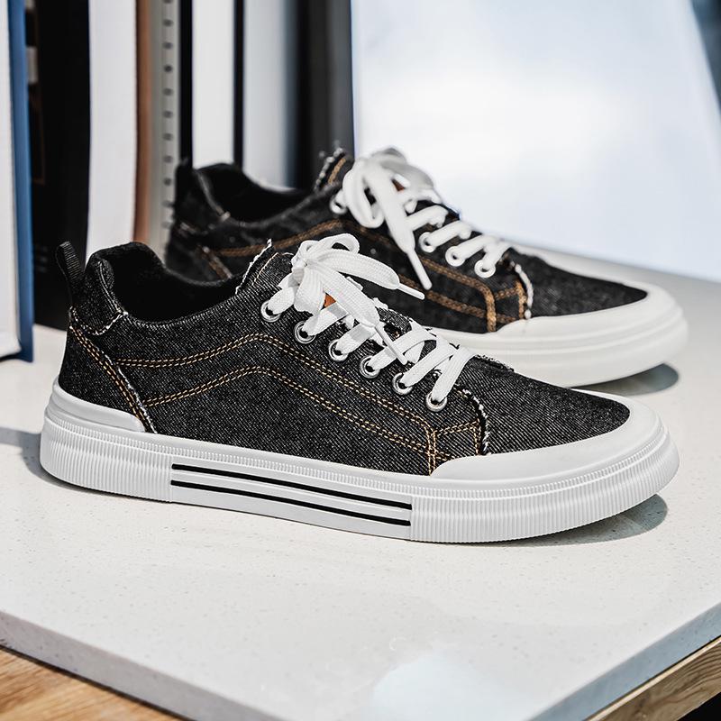 Scarpe casual da uomo in denim a taglio basso, taglia grande, stile coreano, versatili scarpe da skate per primavera e autunno