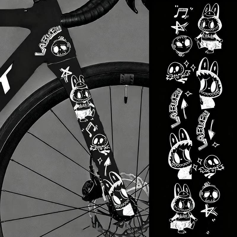 1 Set MTB Rennrad Rahmen Aufkleber Cartoon DIY Reflektierend Wasserdicht Fahrrad Aufkleber Für Fahrrad Rahmen Oberrohr