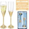 Champagne Flutes-Set of 2 Champagne glasses, Crystal Glasses&Metal Base, Toasting Flute Pair, Wedding Anniversary, Party,Birthday,Banquets,Gifts for