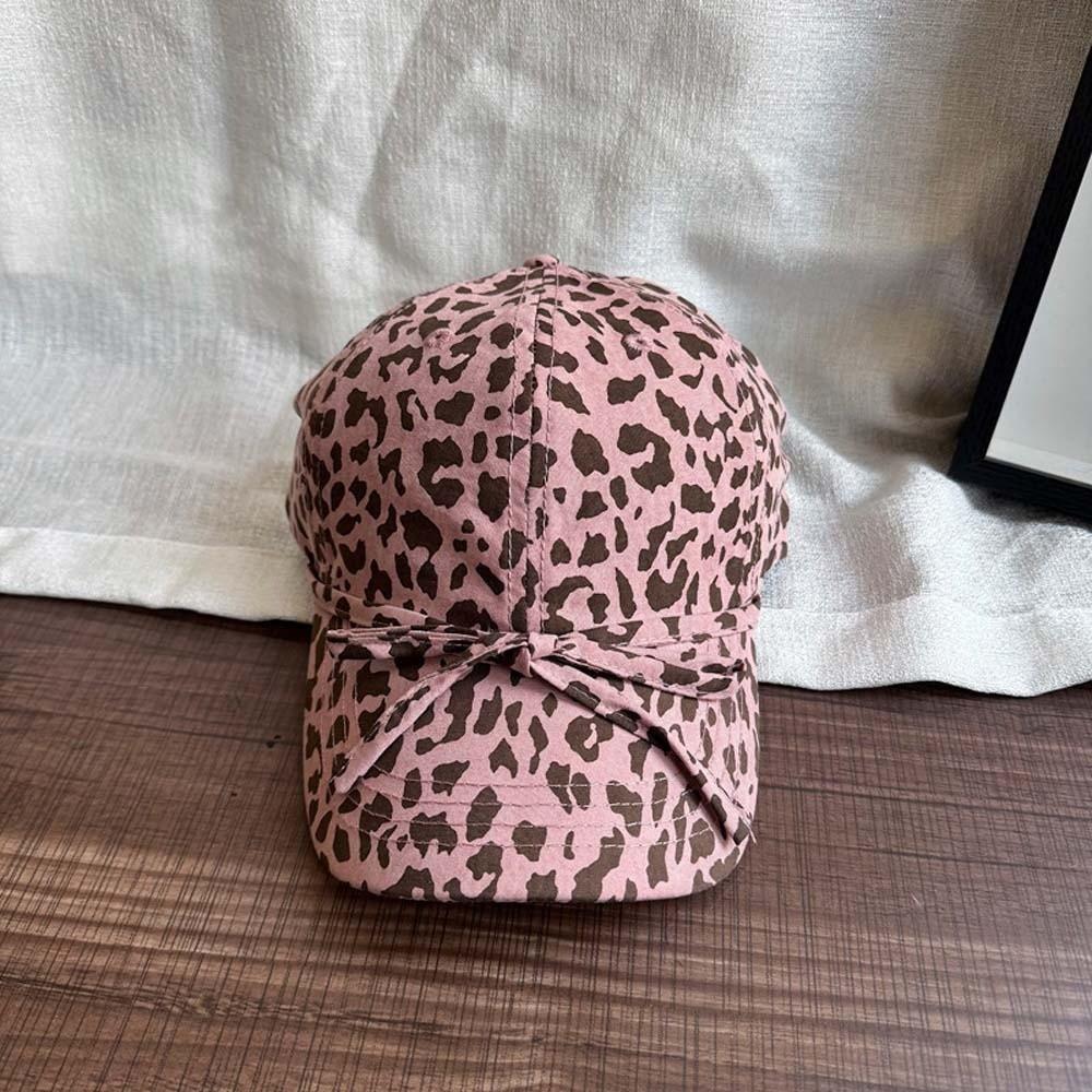 Adjustable Leopard Print Bow Baseball Cap Sunshade American Style Casquette Y2K Peaked Hat Sports
