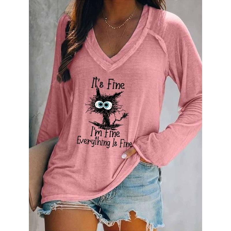 Autumn 3D Printed Multi Color Pattern Shoulder Sleeve Set Head Long Women's T-shirt