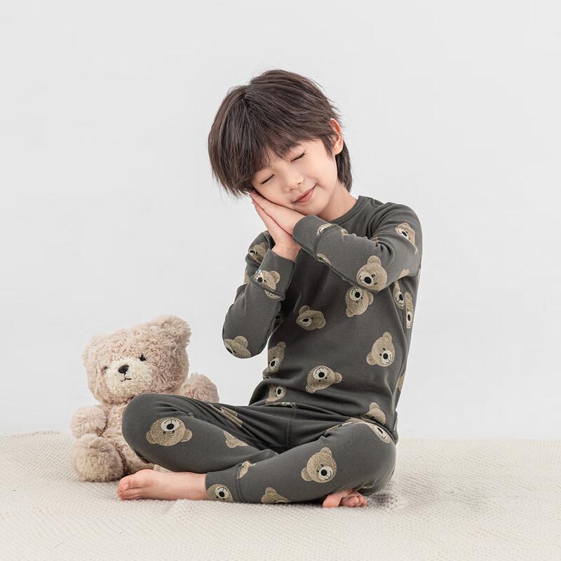Boys  Bear Print Thermal Pajama & Homewear Set 130