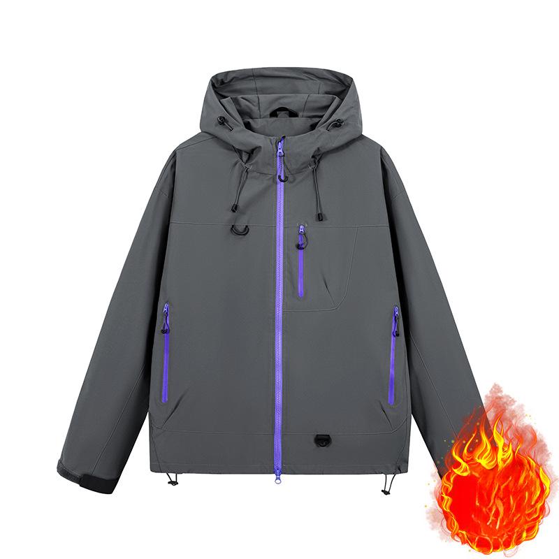 American Retro Contrasting Mountain Jacket Multi-zip Design Hooded Jacket Outdoor Waterproof Hiking Jacket