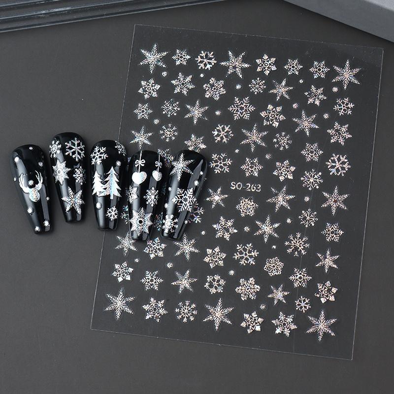 2pc Holographic Christmas Nail Art Stickers Iridescent Laser Snowflake Deer Tree Winter Slider Decals New Year Manicure Supplies