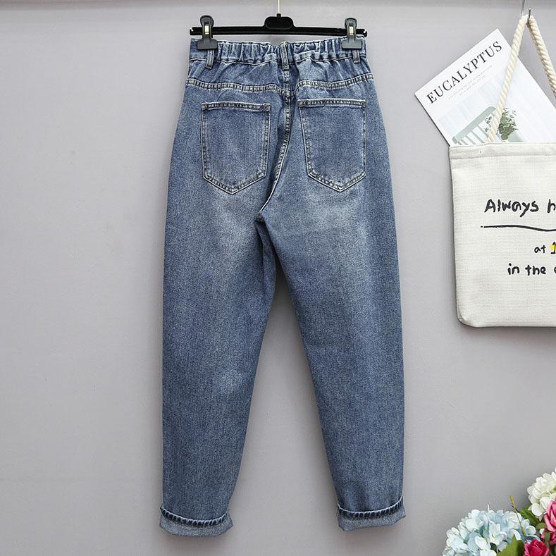 XL-6XL Plus Übergröße Baggy Jeans Frau High Waist Knöchellang Denim Hose Mom Jeans Blaue Jeans für Frauen