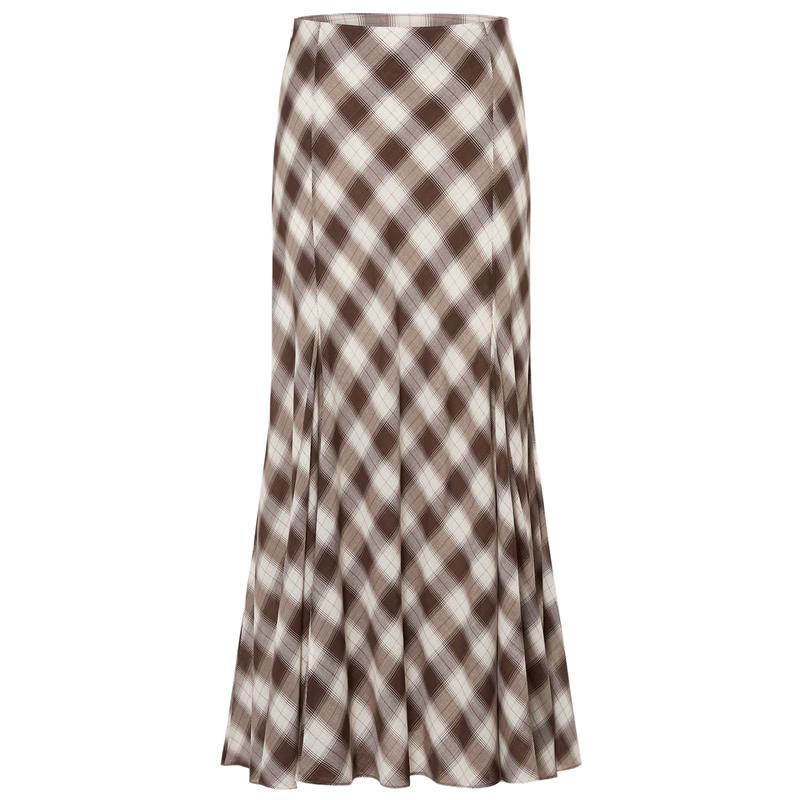 MO&Co. A-Line Plaid Maxi Skirt L