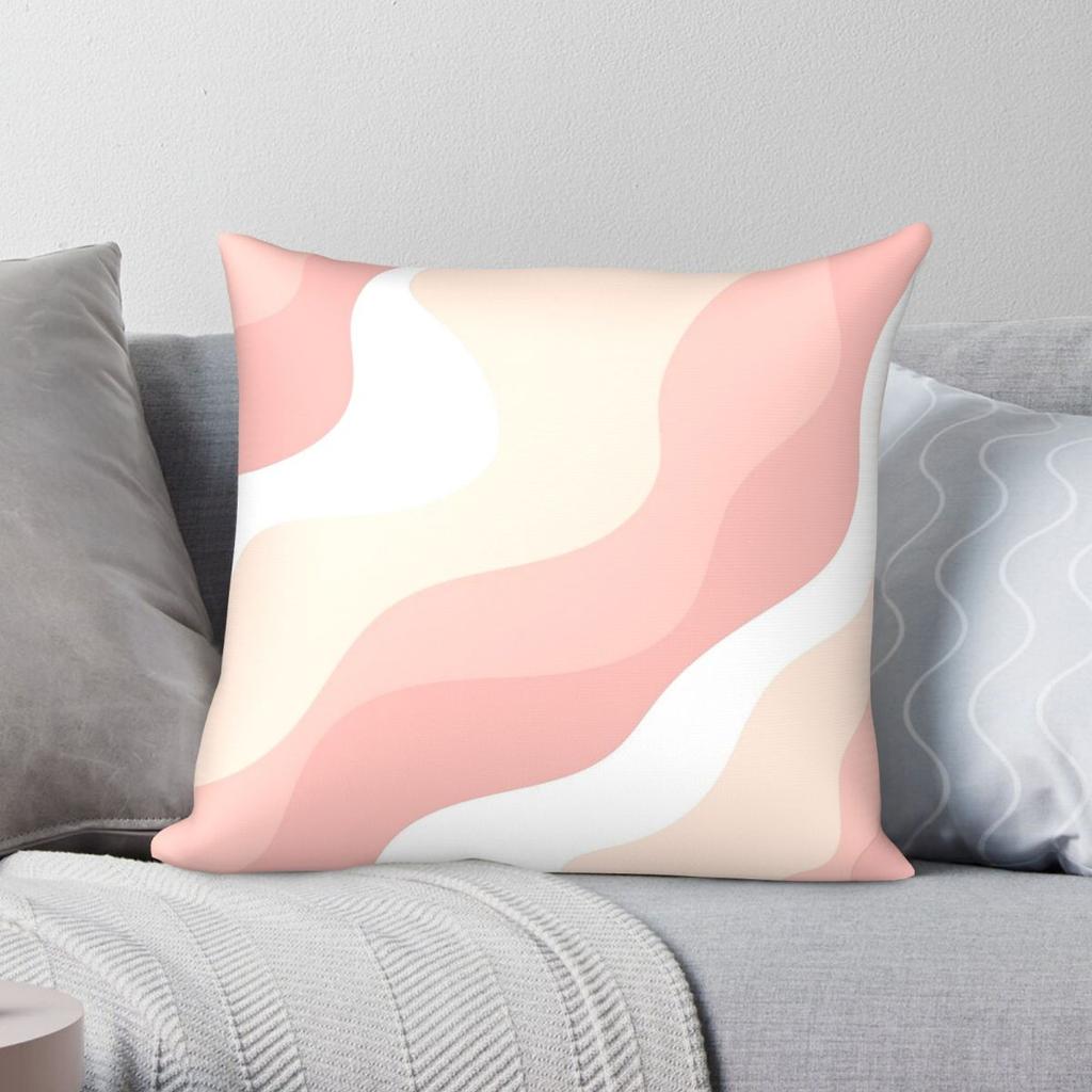 Pastel Pinks Wave Pillowcase Polyester Linen Velvet Printed Zip Decor Pillow Case Sofa Cushion Cover