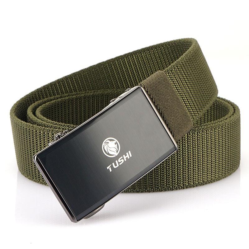 3.5CM Elastic Automatic Buckle Nylon Belt Casual All-matching Men's Canvas Pants