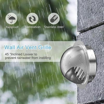 4palcový potrubní ventilátor Větrací otvor ve stropě Nerezová kulatá mřížka krytu výstupu do zdi