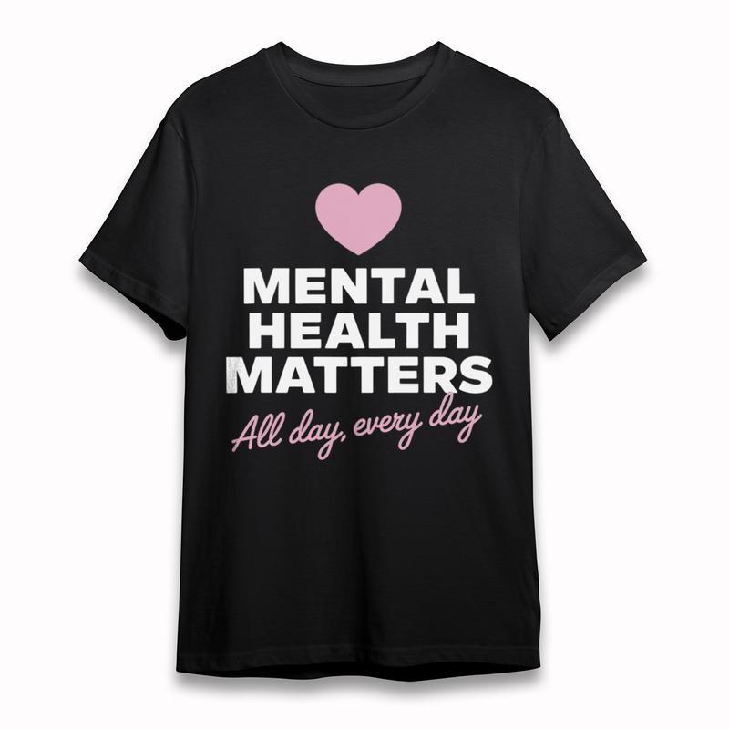 Women's Plus Size Soft Classic T-Shirt Pink Heart with Health Matters Text Tee