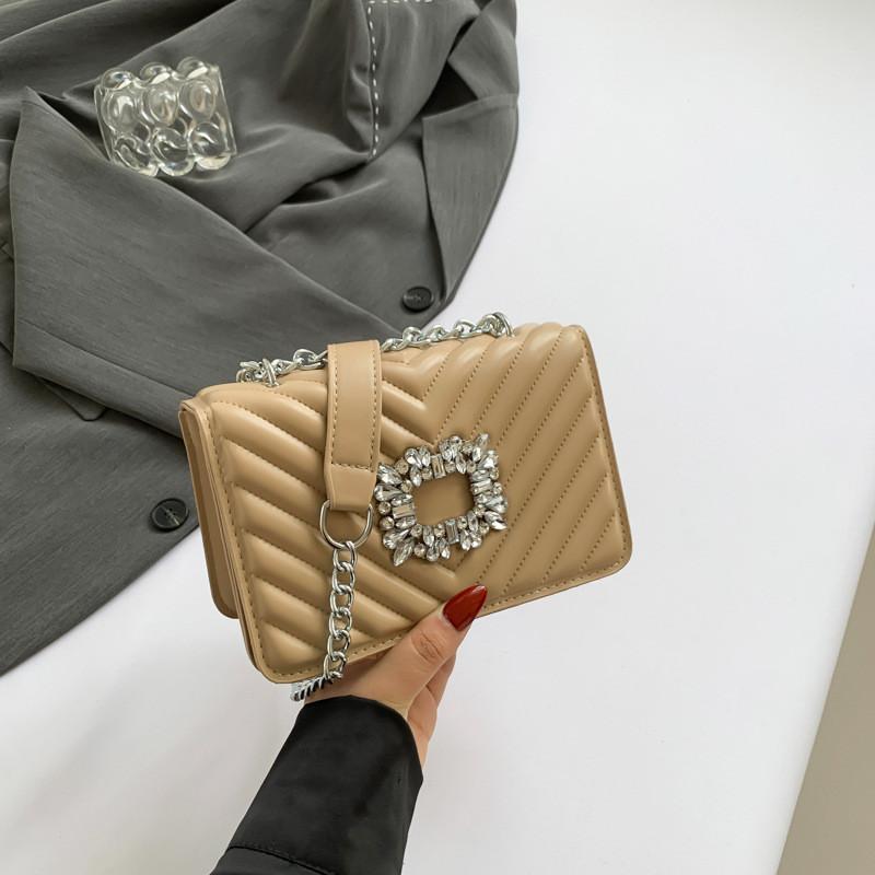 Elegant Pu Leather 2024 Spring Summer Lady's Small Handbag With Chic Quilted Texture