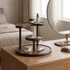 Curved Edge 3-Tier Round Shelf Large Capacity Perfume Jewelry Display Stand  Study