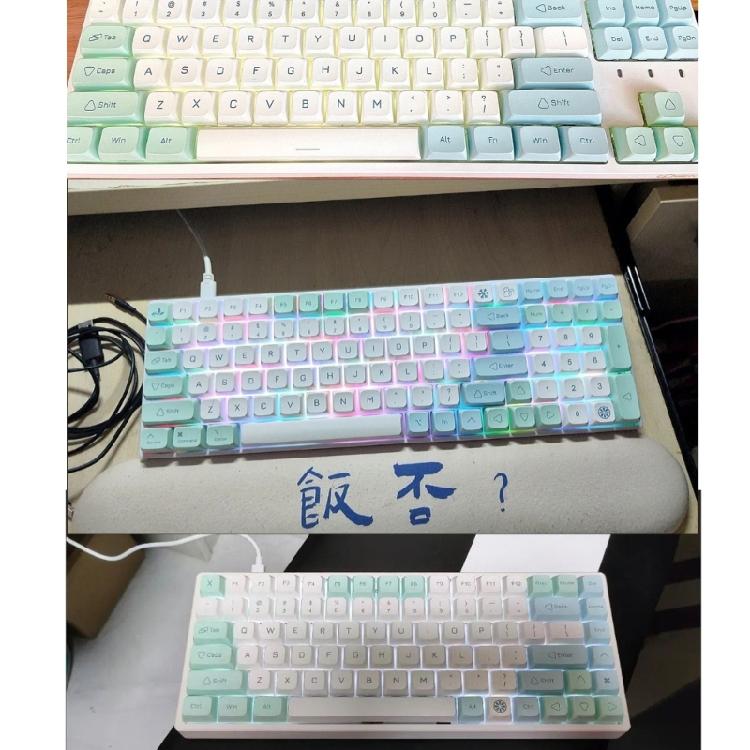 137PCS XDA PBT Keycaps with Heat Sublimated  Ice Mint Theme for Mechanical Keyboard Enthusiasts